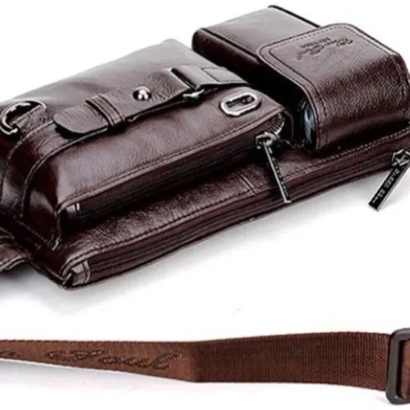 New Vintage Leather Waist Bag Coffee - Picture 4 of 8